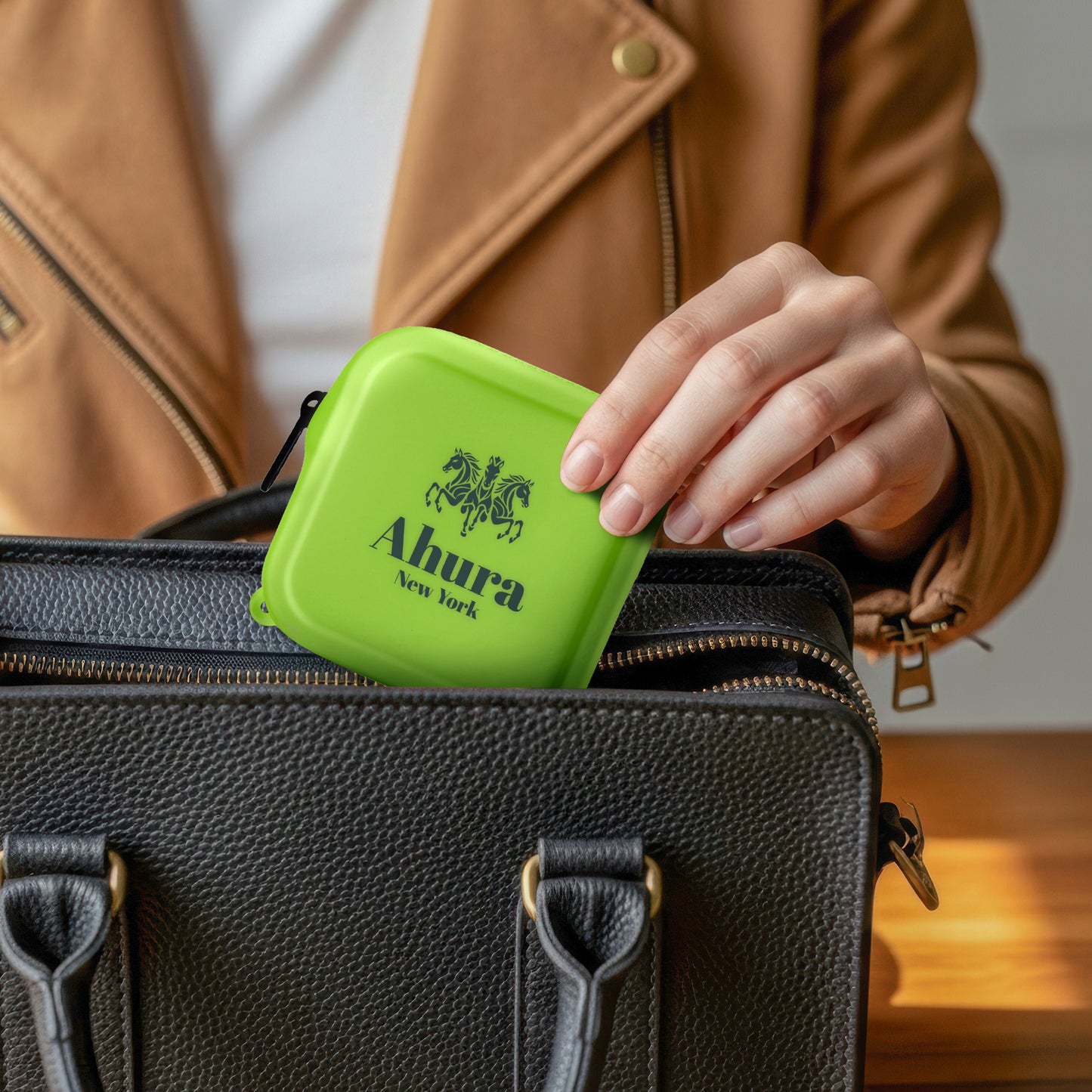 Ahura Green Silicone, Toiletry, Cosmetic, Travel, Gym Pouch