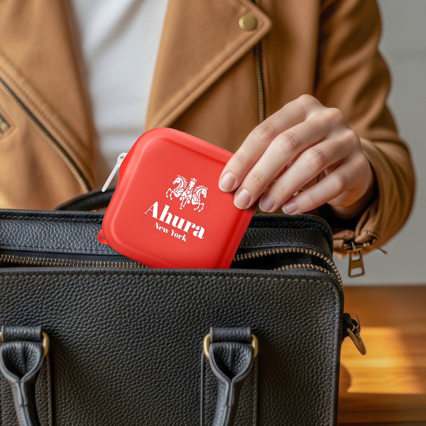 Ahura Red Silicone, Toiletry, Cosmetic, Travel, Gym Pouch