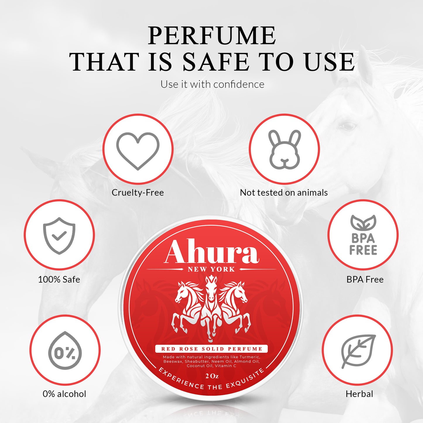 Ahura Rose Natural Herbal Solid Perfume for Women