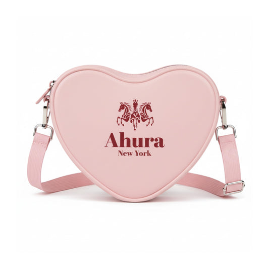 Ahura Heart Shaped Crossbody Bag for Women – Waterproof Silicone Purse, Cute Small Travel Handbag with Adjustable Strap (Pink)