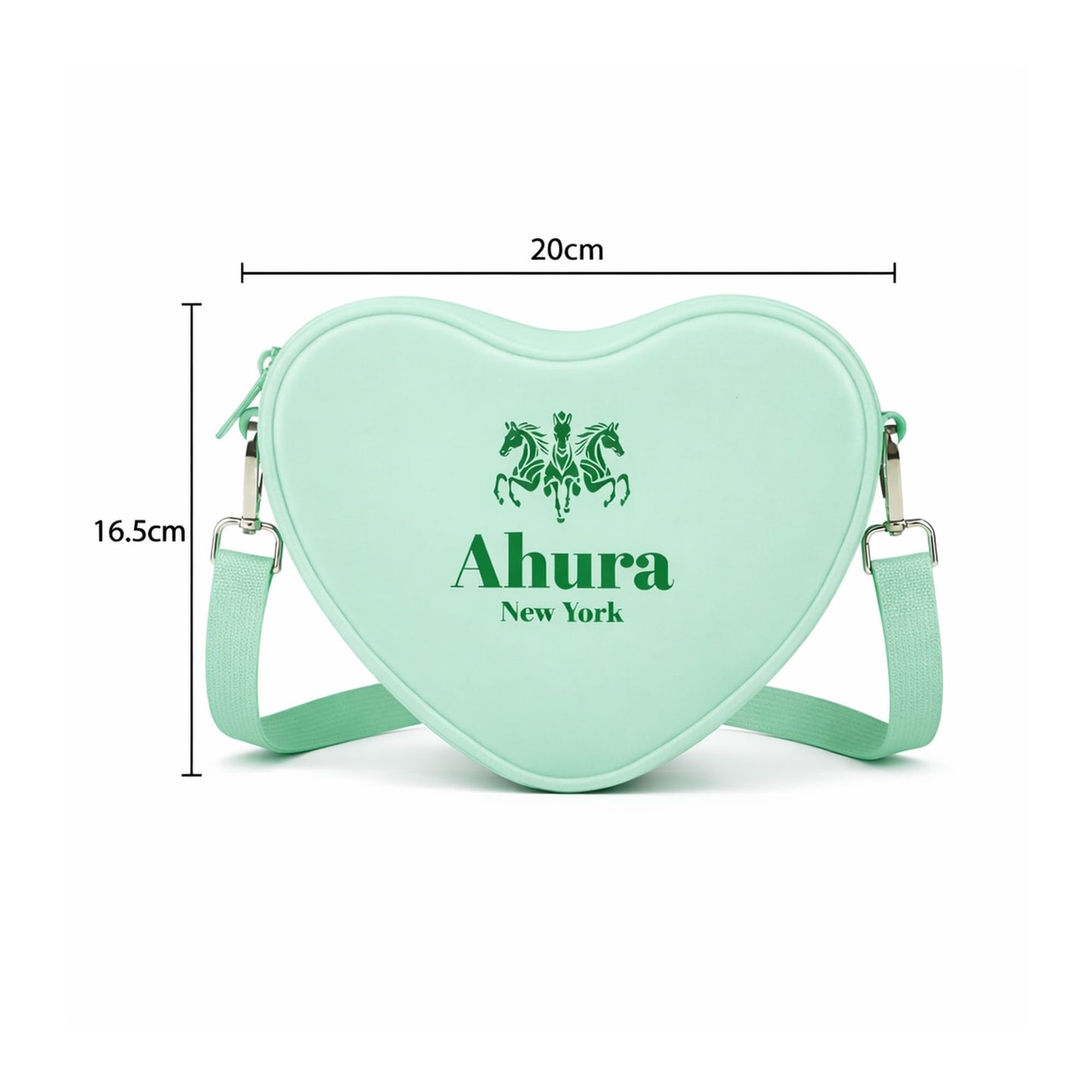 Ahura Heart Shaped Crossbody Bag for Women – Waterproof Silicone Purse, Cute Small Travel Handbag with Adjustable Strap (Green)