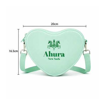 Ahura Heart Shaped Crossbody Bag for Women – Waterproof Silicone Purse, Cute Small Travel Handbag with Adjustable Strap (Green)