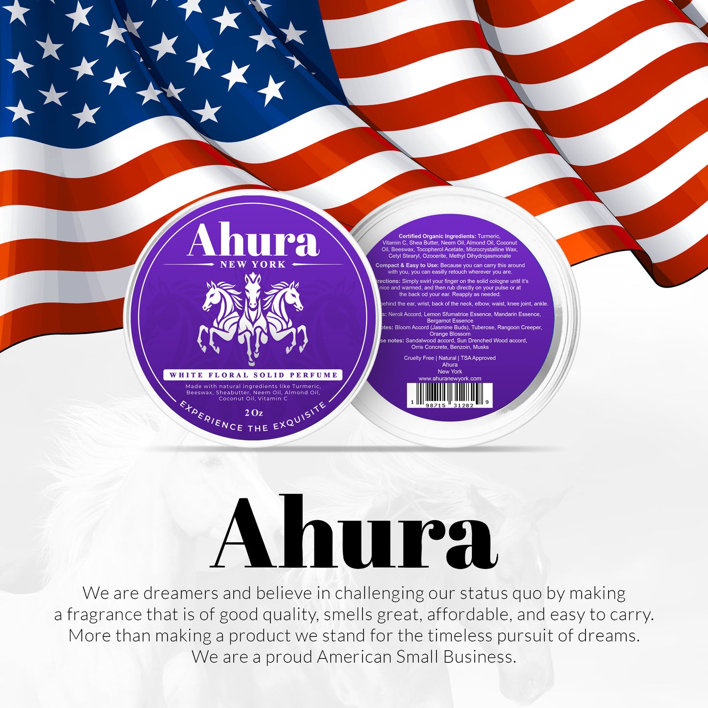 Ahura White Floral Natural Herbal Solid Perfume for Women