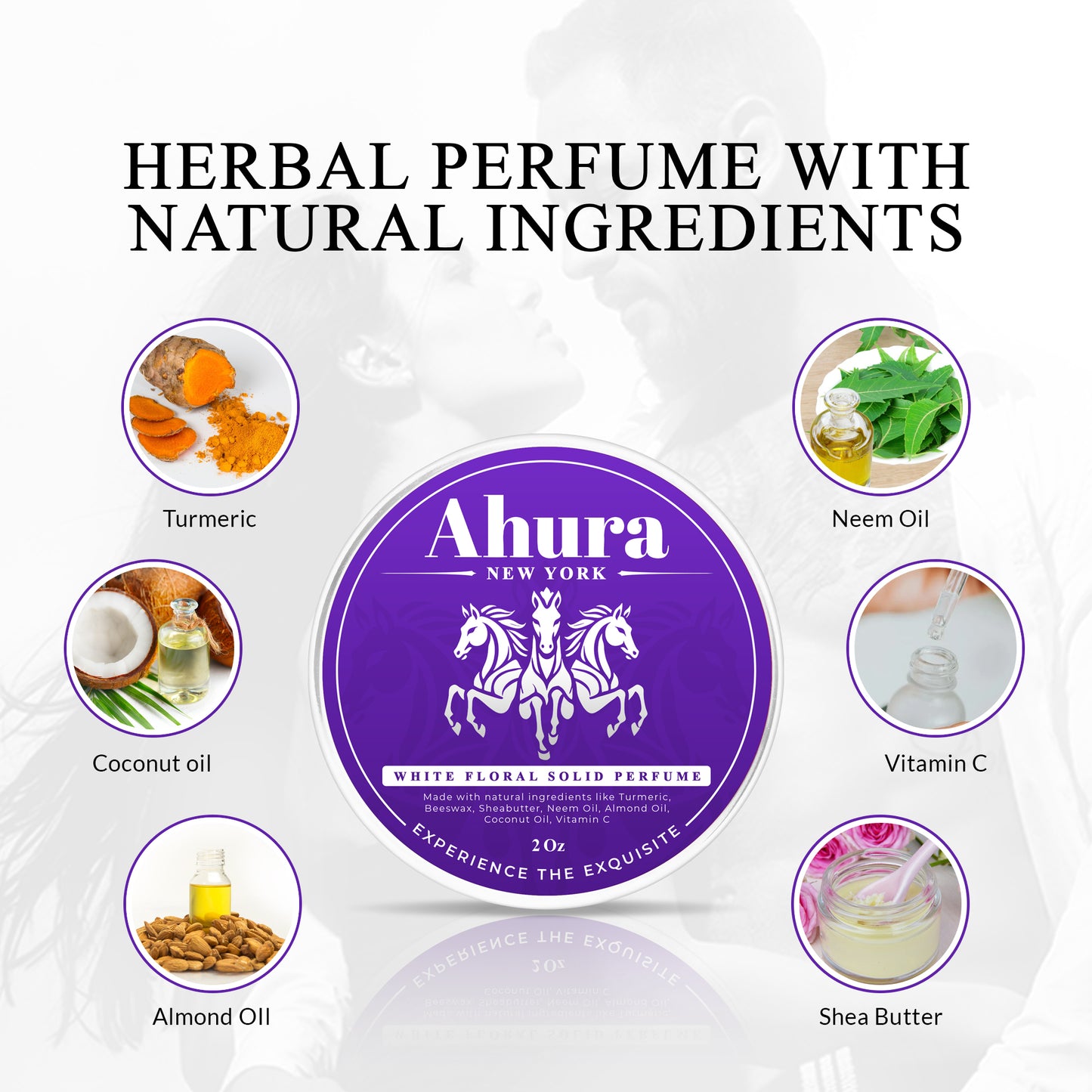 Ahura White Floral Natural Herbal Solid Perfume for Women