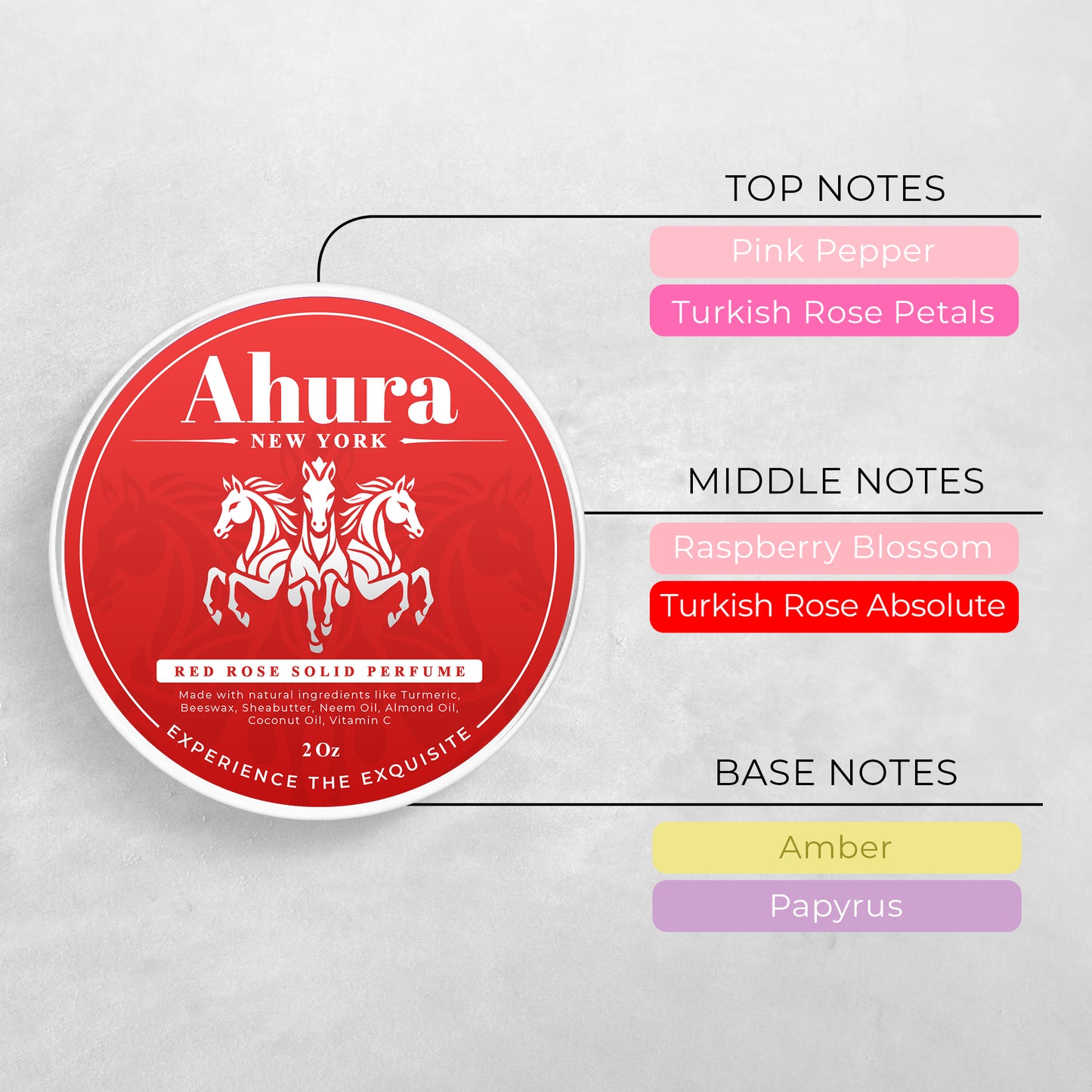 Ahura Rose Natural Herbal Solid Perfume for Women