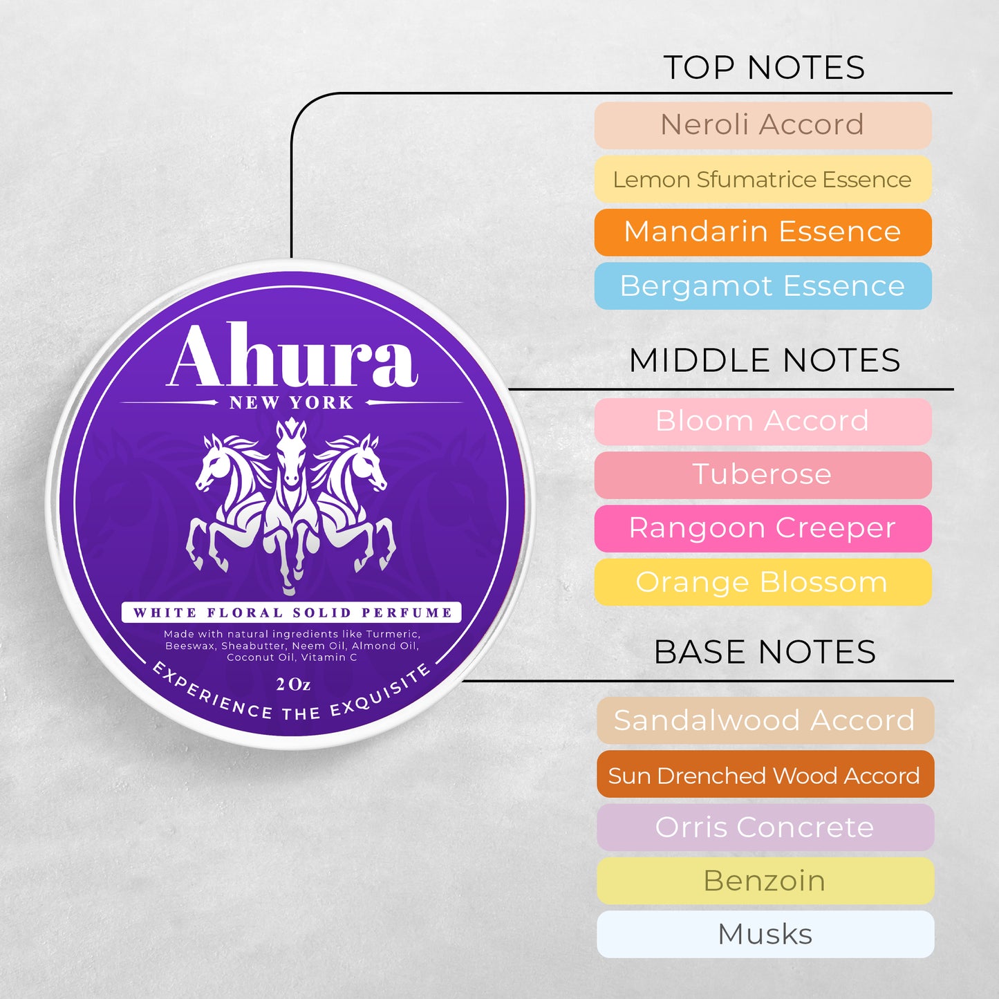 Ahura White Floral Natural Herbal Solid Perfume for Women