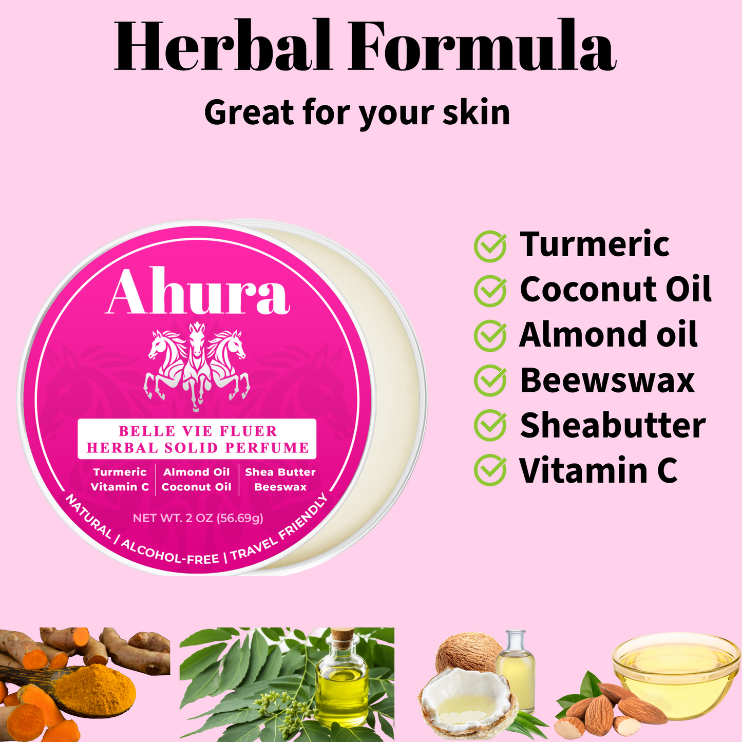 Ahura Herbal Alcohol Free Solid Perfume Balm Floral 