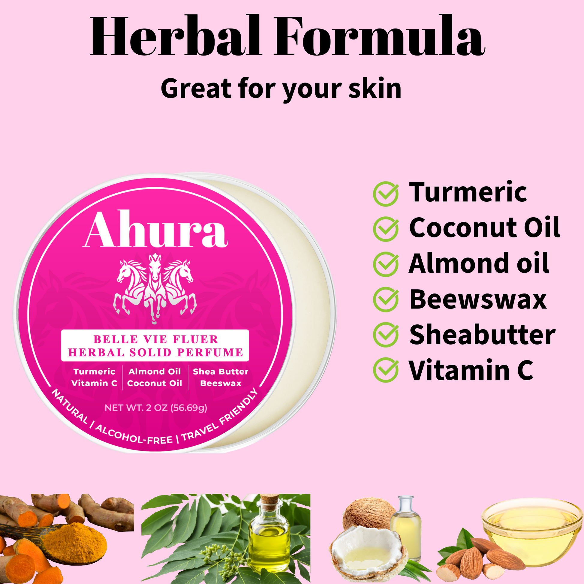 Ahura Herbal Alcohol Free Solid Perfume Balm Floral 
