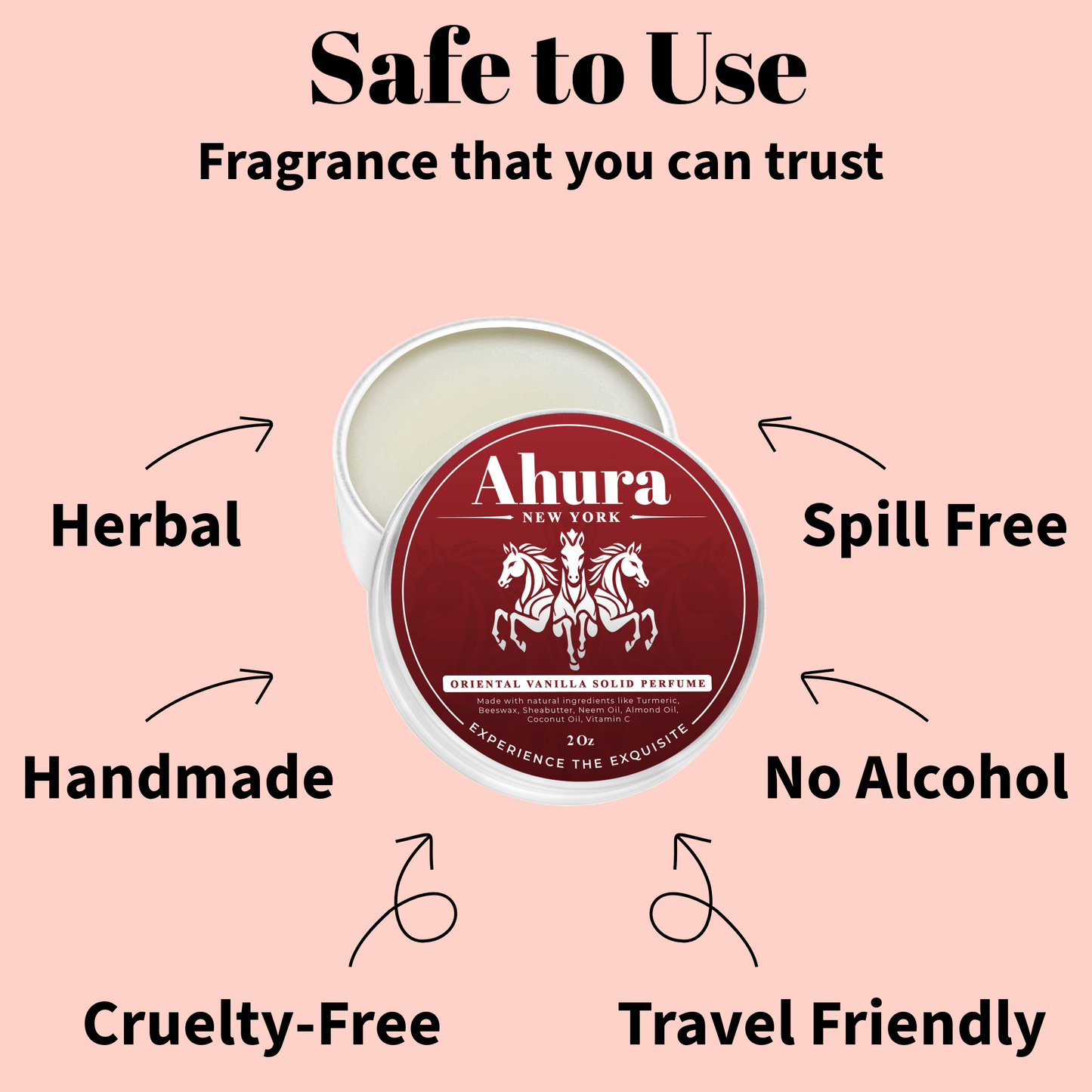 Ahura Herbal Alcohol Free Solid Perfume Balm Oriental Vanilla