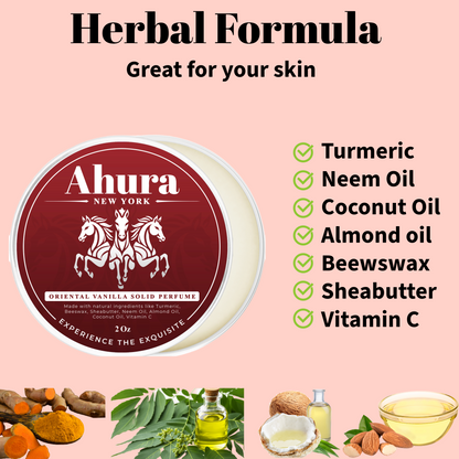 Ahura Herbal Alcohol Free Solid Perfume Balm Oriental Vanilla