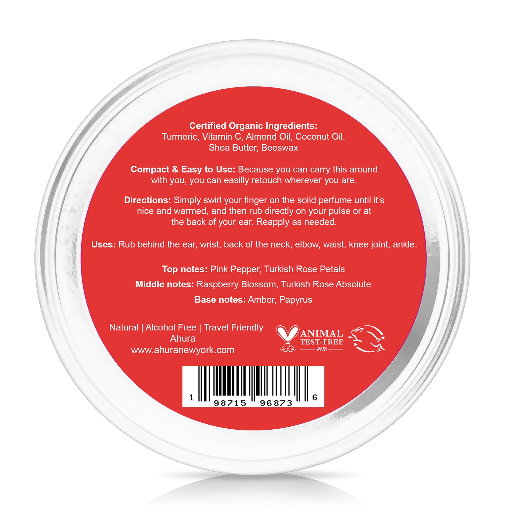 Ahura Herbal Alcohol Free Solid Perfume Balm Rose
