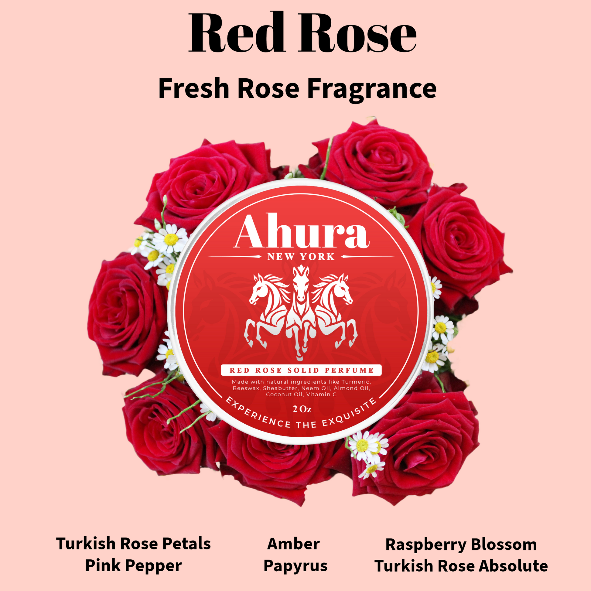 Ahura Herbal Alcohol Free Solid Perfume Balm Rose