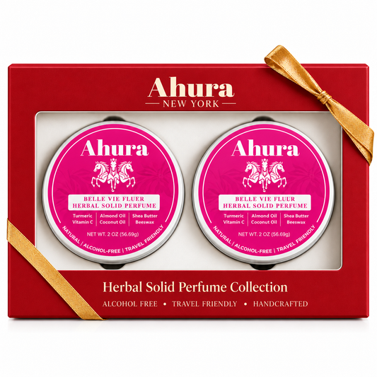 Ahura Floral Natural Herbal Solid Perfume Gift Set Box – 2-Pack Natural, Alcohol-Free Travel Fragrance
