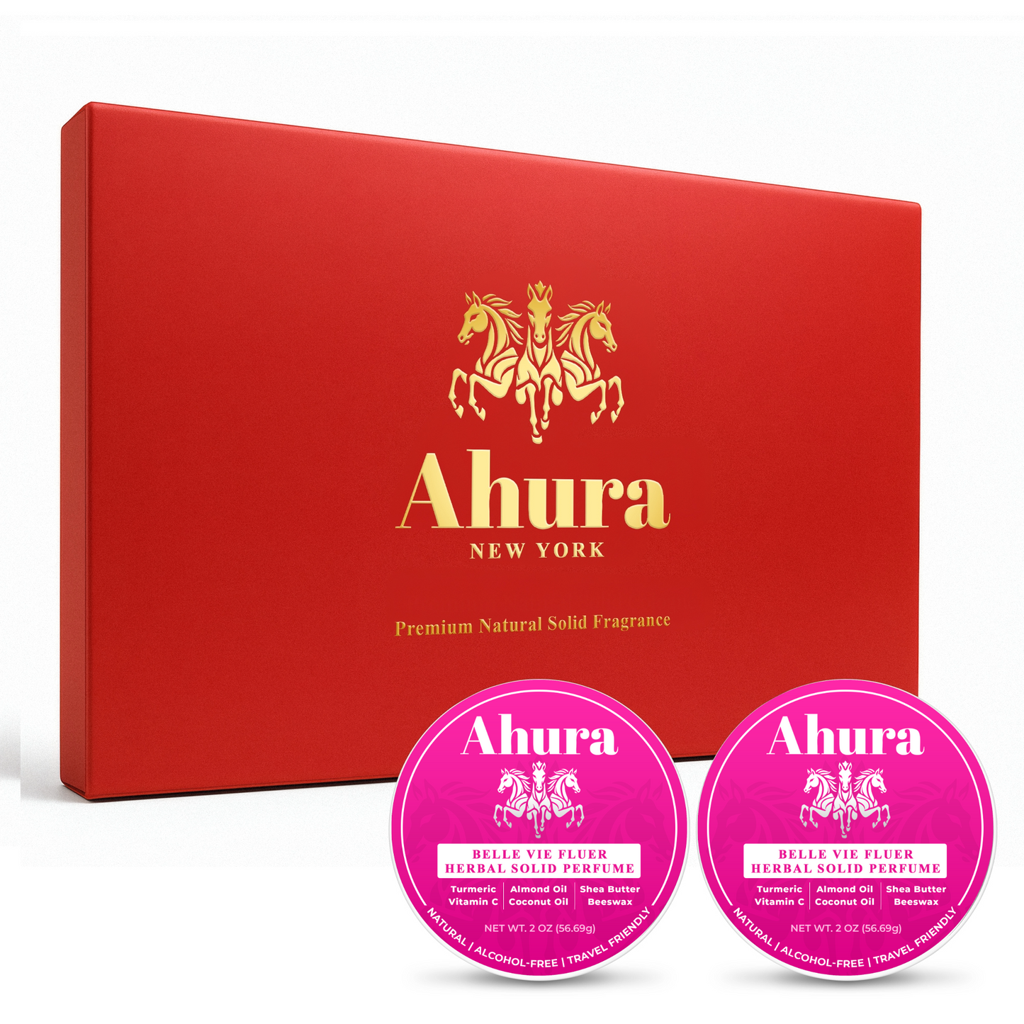 Ahura Floral Solid Perfume Balm Gift Set – 2-Pack Natural, Alcohol-Free Travel Fragrance