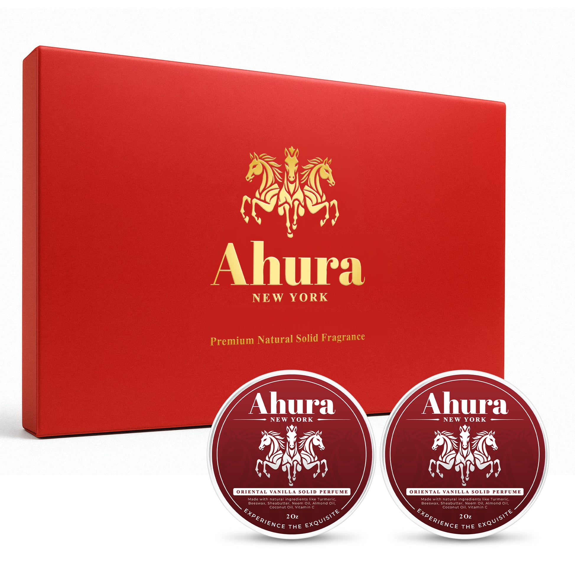Ahura Oriental Vanilla Herbal Solid Perfume 2 Pack Gift Box 