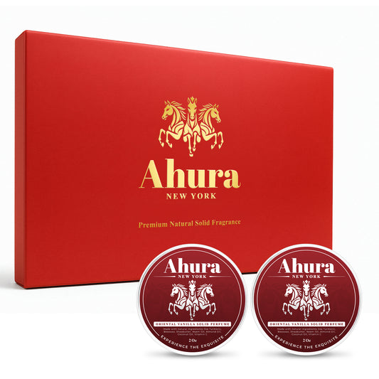 Ahura Oriental Vanilla Herbal Solid Perfume 2 Pack Gift Box 