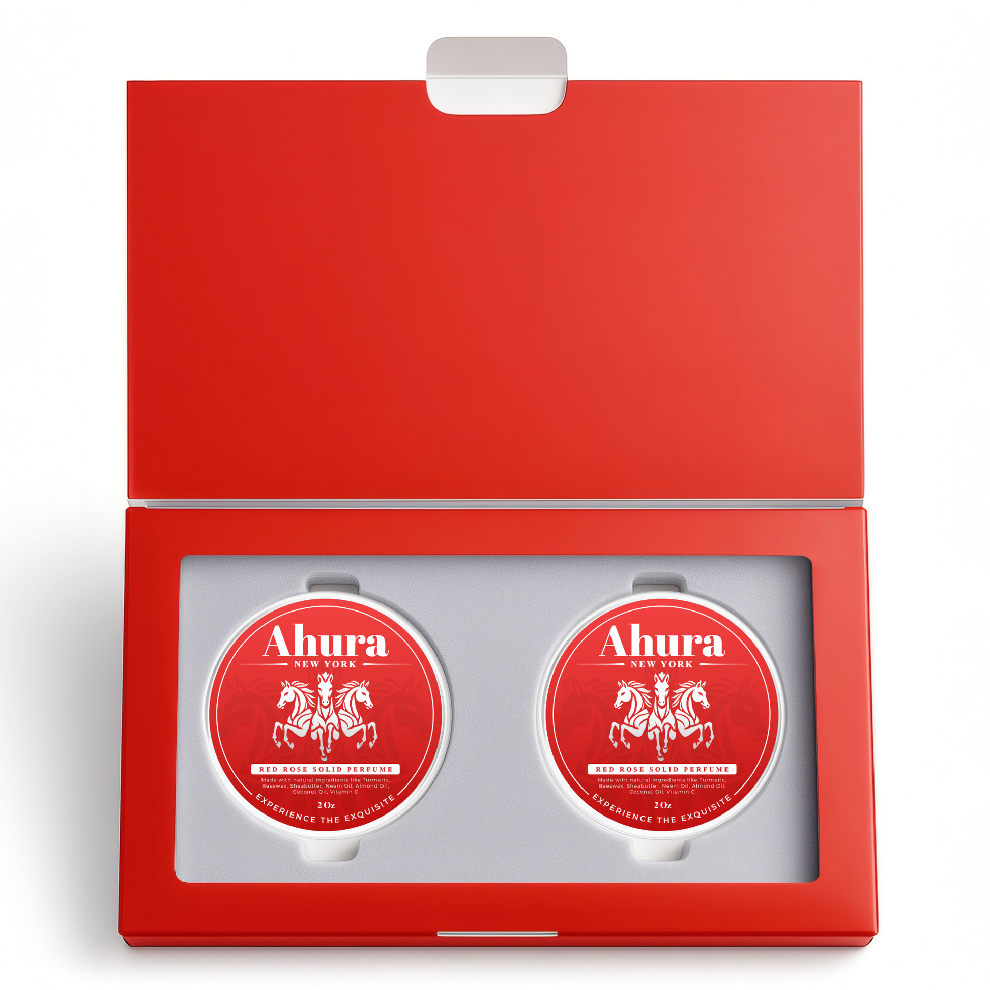 Ahura Rose Herbal Solid Perfume 2 Pack Gift Box 