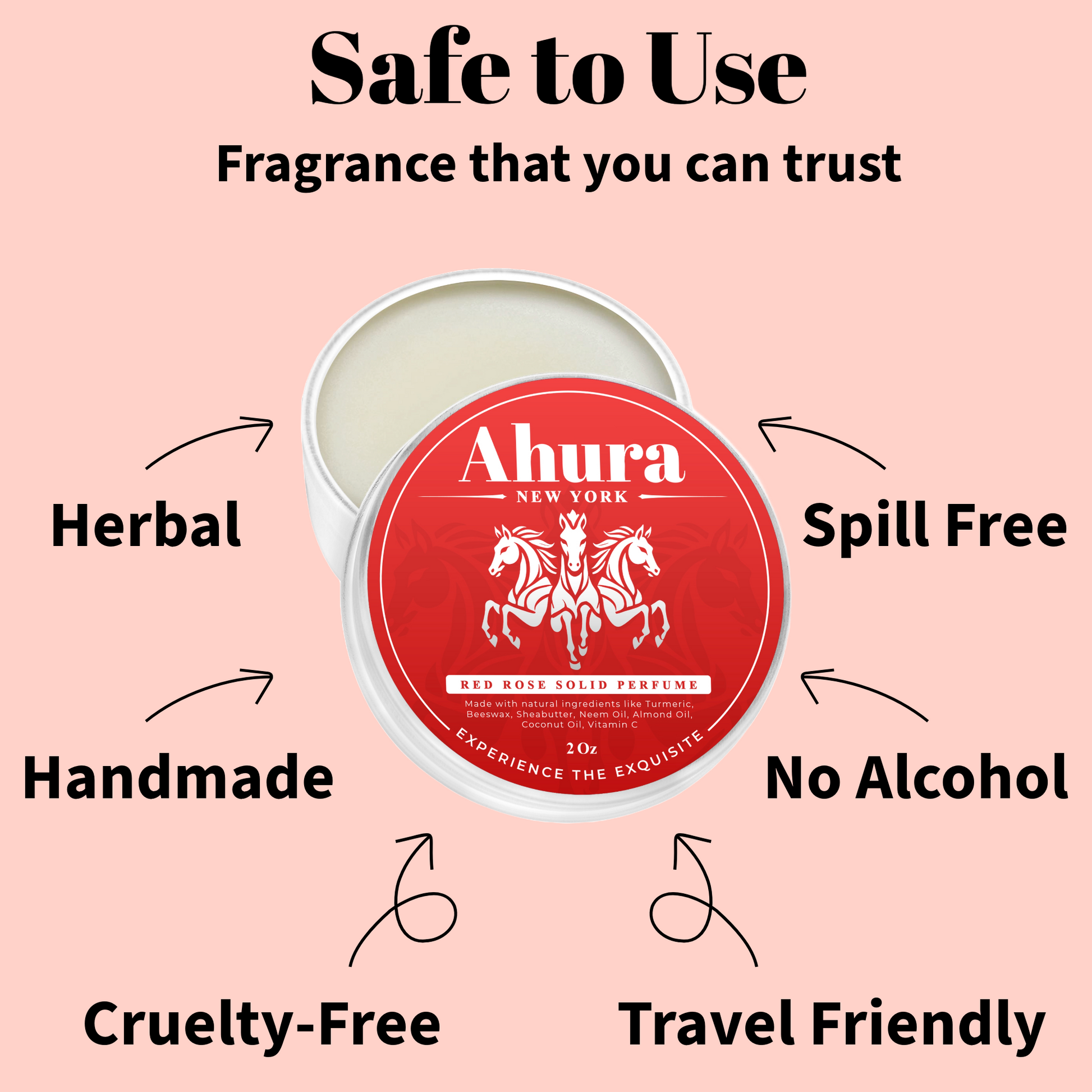 Ahura Rose Herbal Solid Perfume 2 Pack Gift Box 