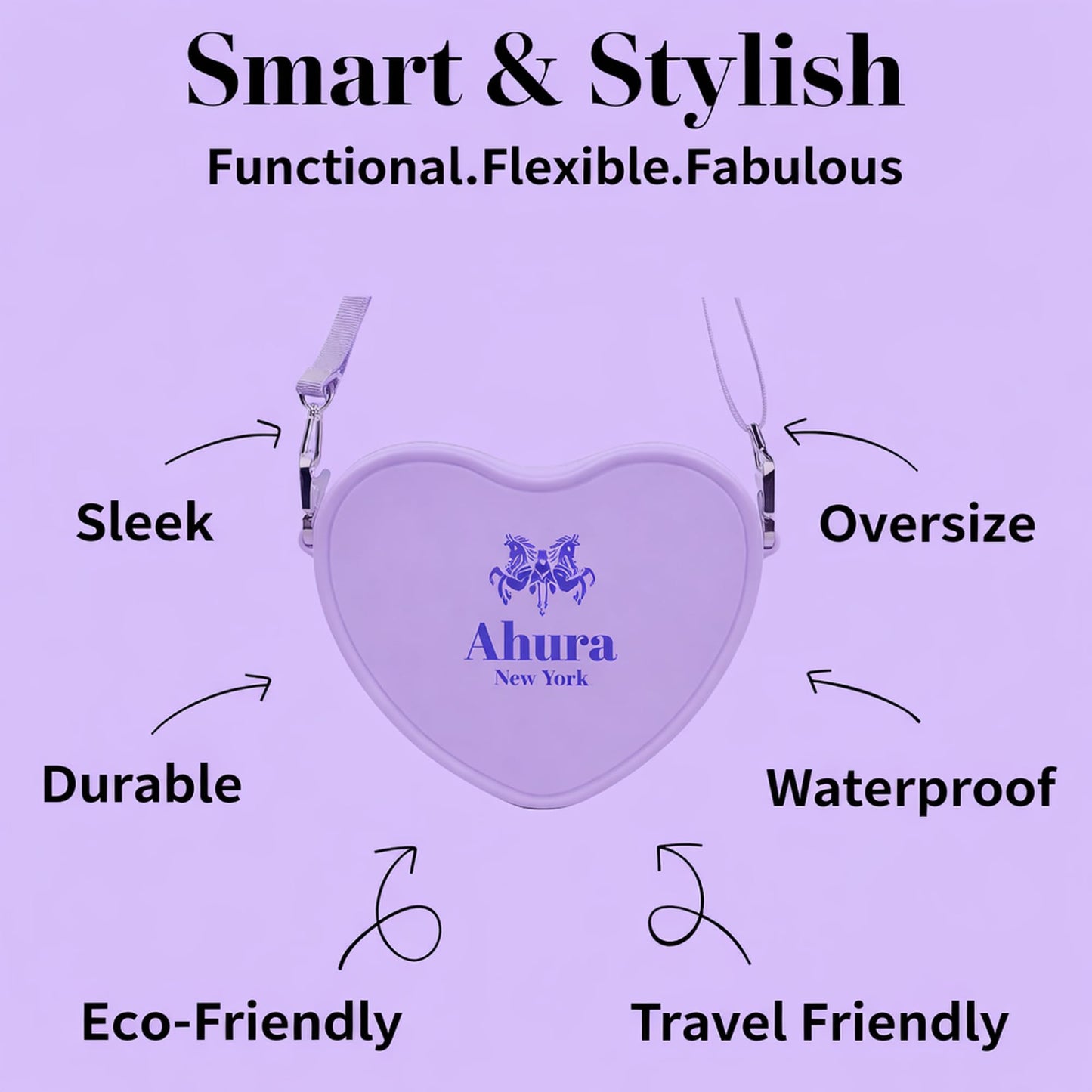 Ahura Silicone Heart Shape Crossbody Bags