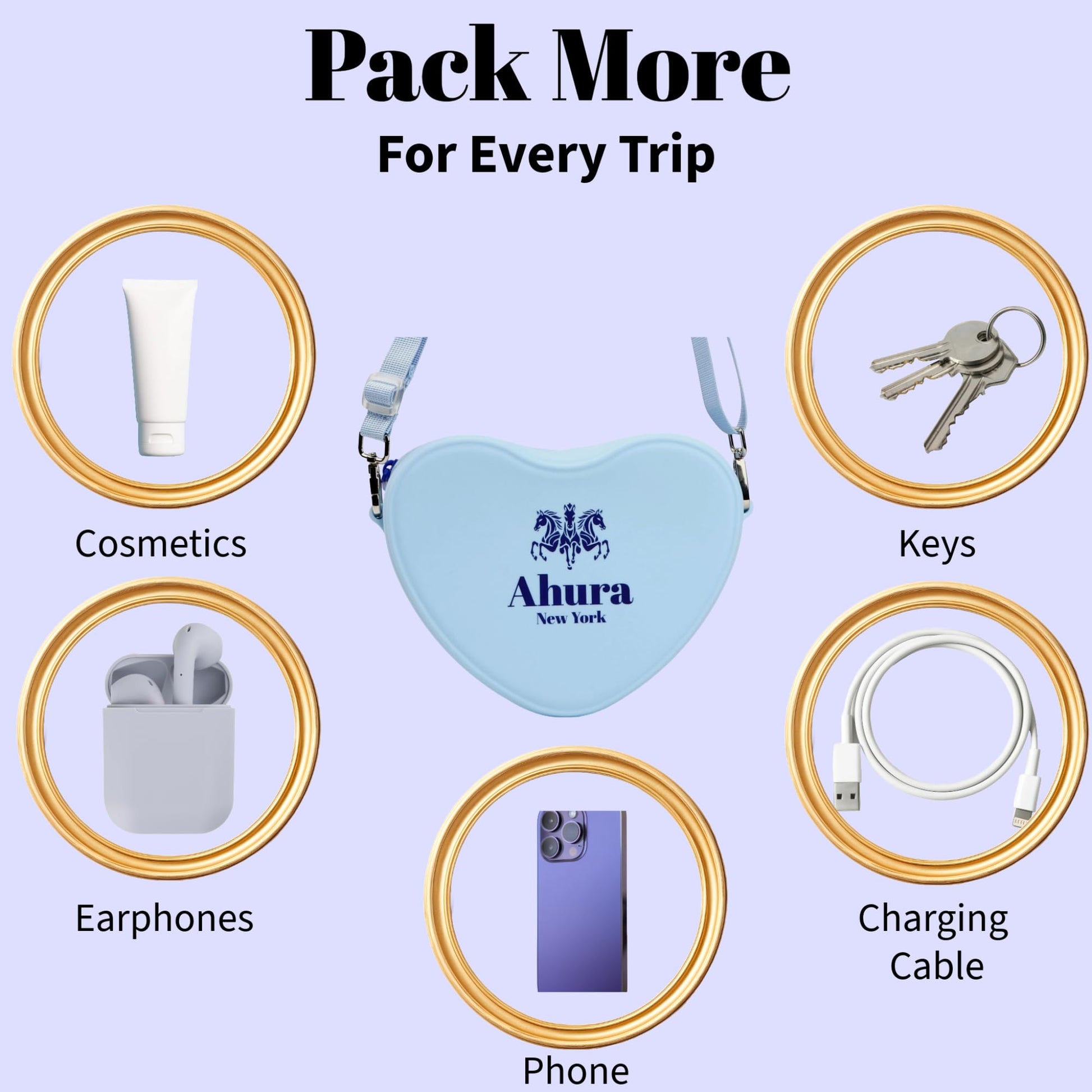 Ahura Silicone Heart Shape Crossbody Bags