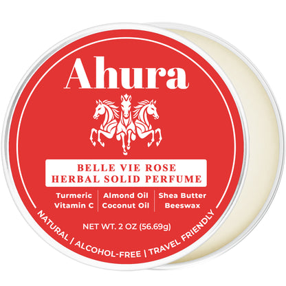 Ahura Rose Herbal Solid Perfume  – Natural, Herbal, Alcohol-Free, Spill-Proof, Long-Lasting, TSA-Approved Fragrance
