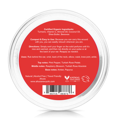 Ahura Rose Herbal Solid Perfume  – Natural, Herbal, Alcohol-Free, Spill-Proof, Long-Lasting, TSA-Approved Fragrance