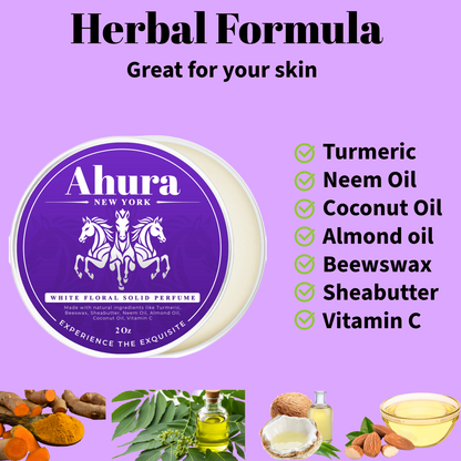 Ahura White Floral Herbal Solid Perfume for Women
