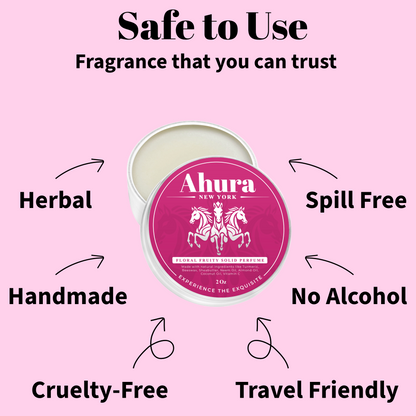 Ahura Floral Solid Perfume Balm – Natural Herbal, Alcohol-Free, Spill-Proof, Long-Lasting, TSA-Approved Fragrance