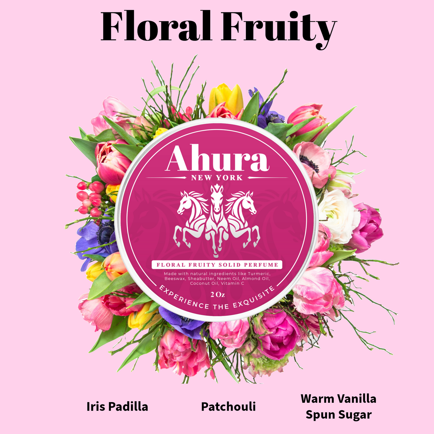 Ahura Floral Solid Perfume Balm – Natural Herbal, Alcohol-Free, Spill-Proof, Long-Lasting, TSA-Approved Fragrance