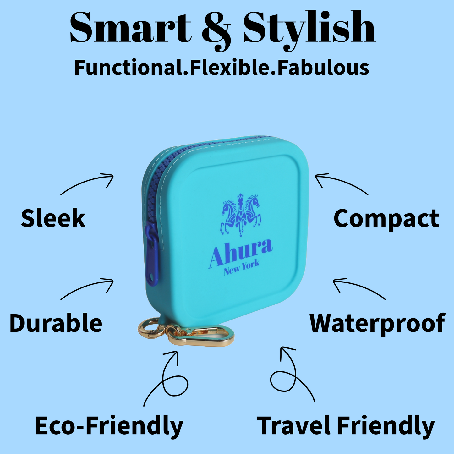 Ahura Blue Silicone, Toiletry, Cosmetic, Travel, Gym Pouch
