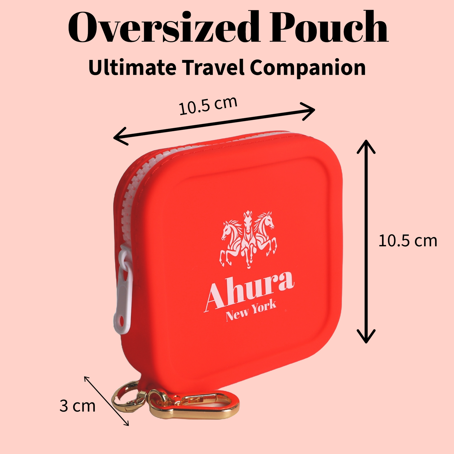Ahura Red Silicone, Toiletry, Cosmetic, Travel, Gym Pouch