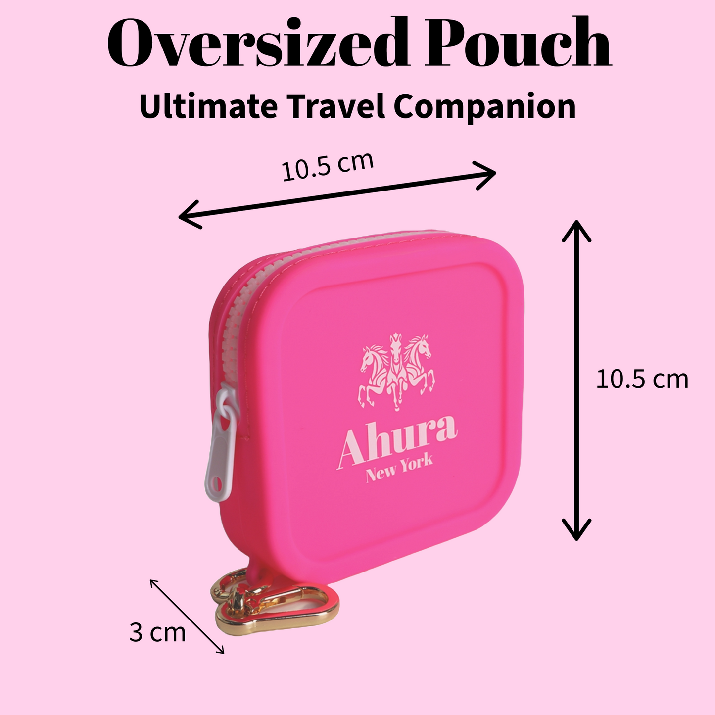 Ahura Pink Silicone, Toiletry, Cosmetic, Travel, Gym Pouch