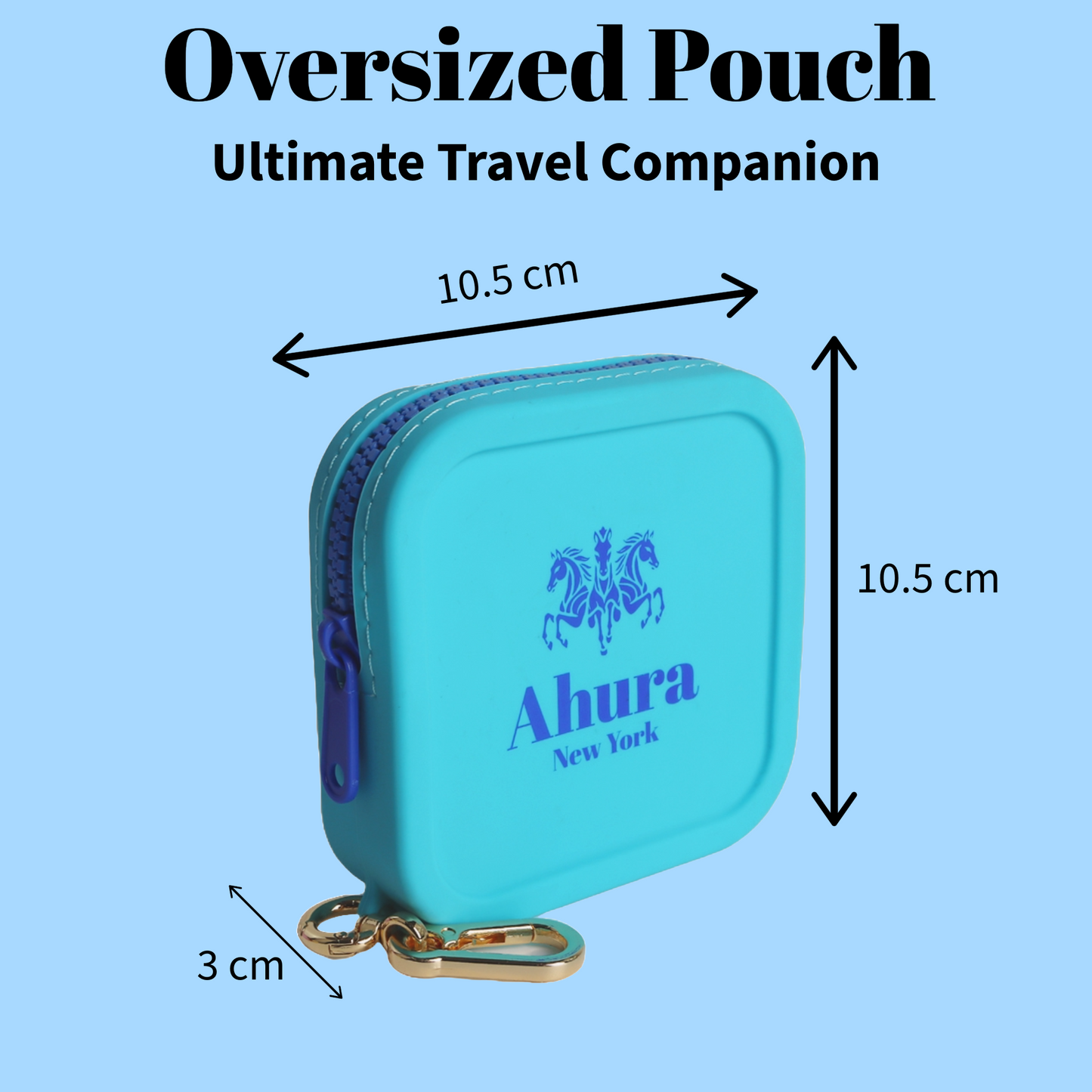 Ahura Blue Silicone, Toiletry, Cosmetic, Travel, Gym Pouch