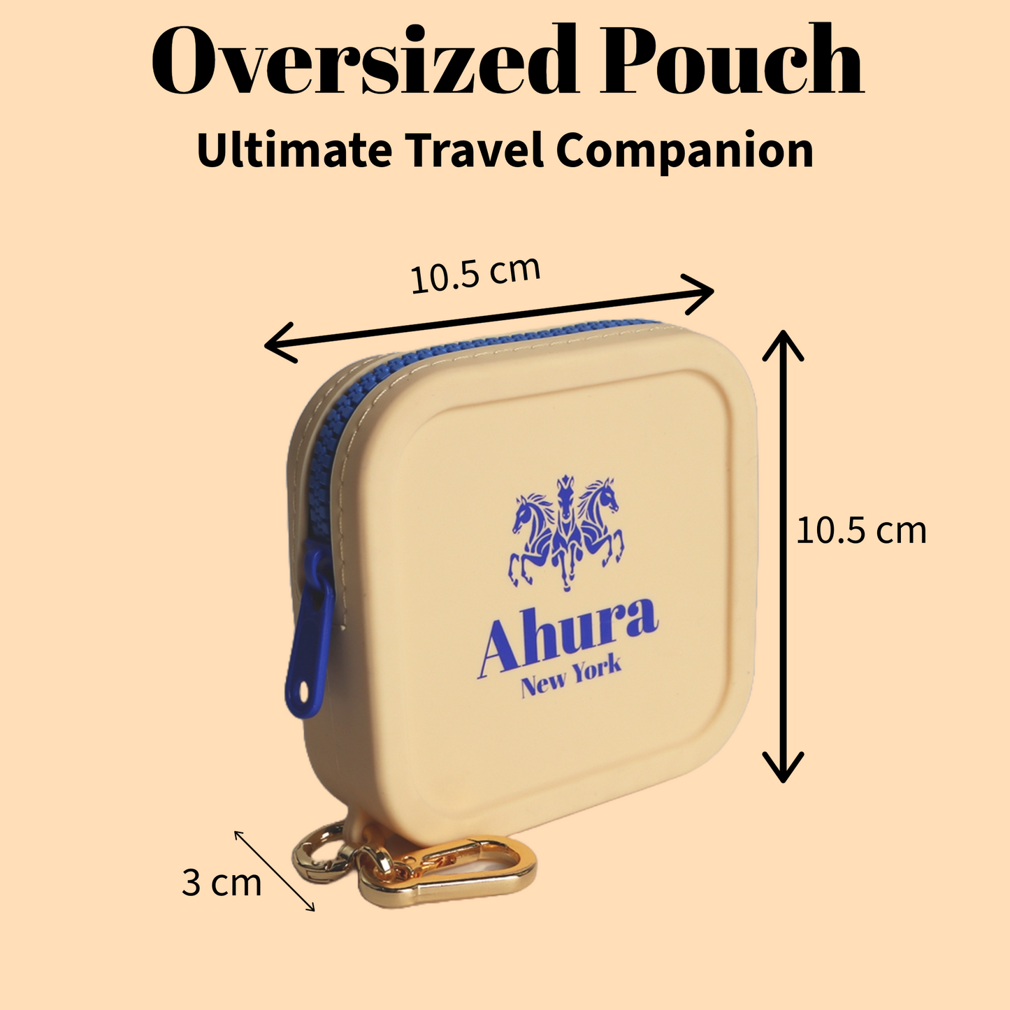 Ahura Beige Silicone, Toiletry, Cosmetic, Travel, Gym Pouch (Copy)