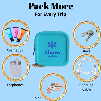 Ahura Blue Silicone, Toiletry, Cosmetic, Travel, Gym Pouch