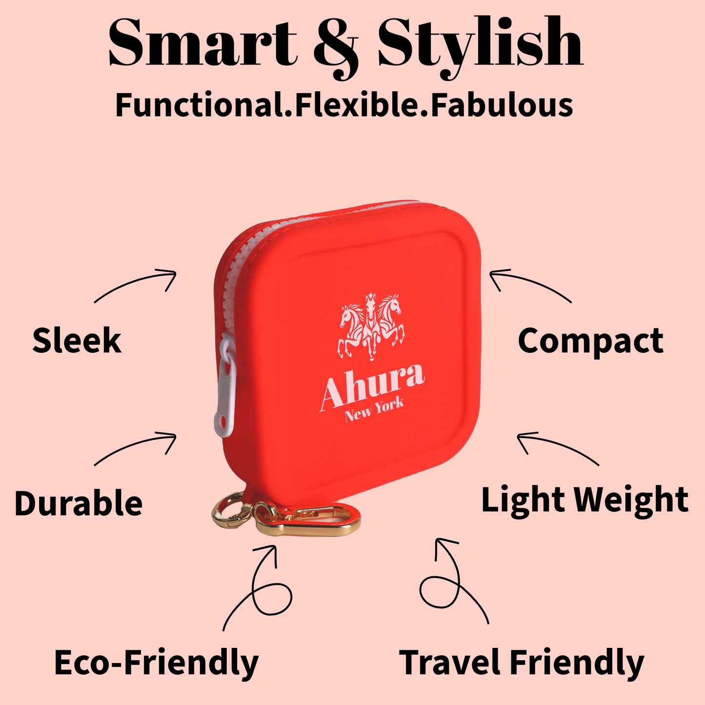 Ahura Red Silicone, Toiletry, Cosmetic, Travel, Gym Pouch