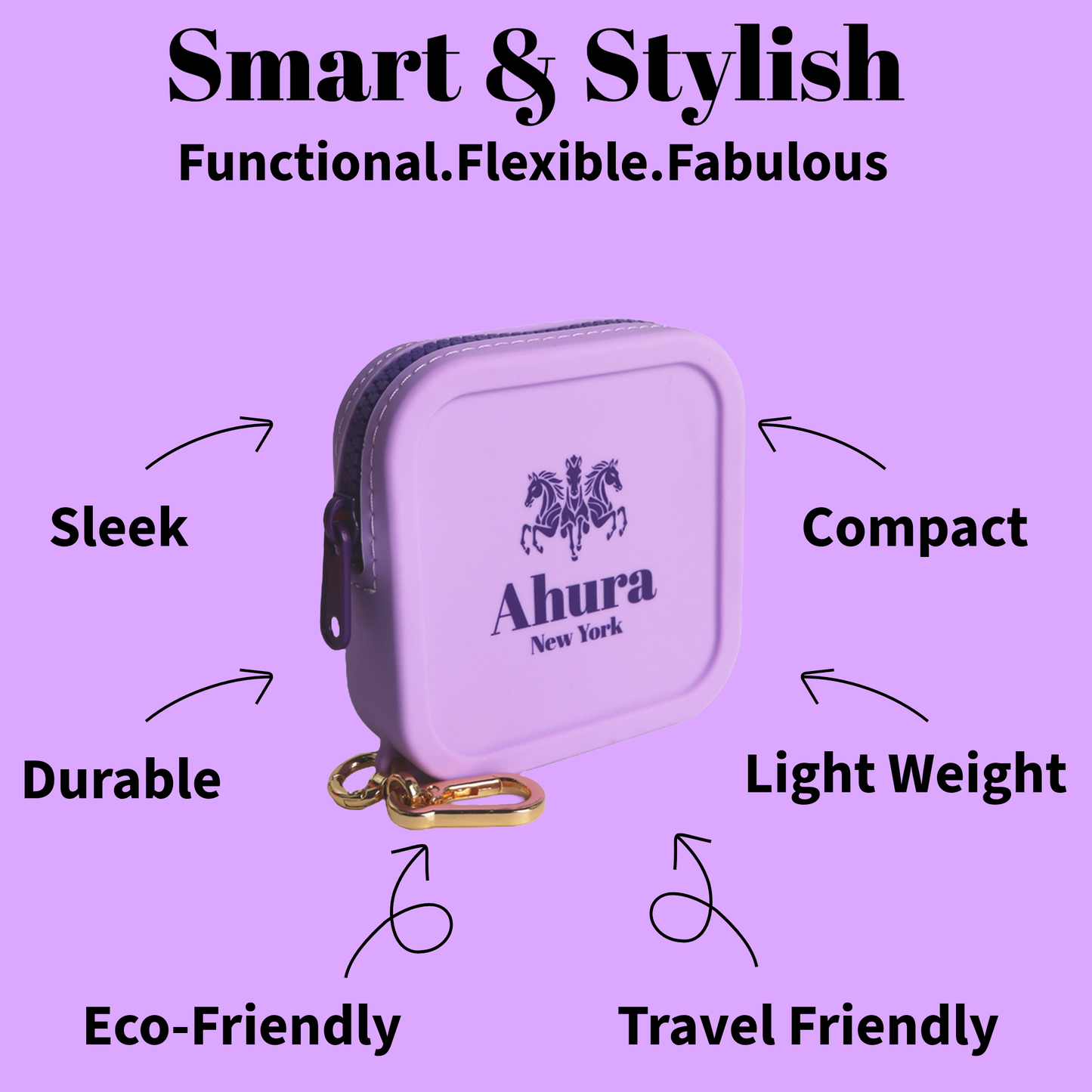 Ahura Purple Silicone, Toiletry, Cosmetic, Travel, Gym Pouch
