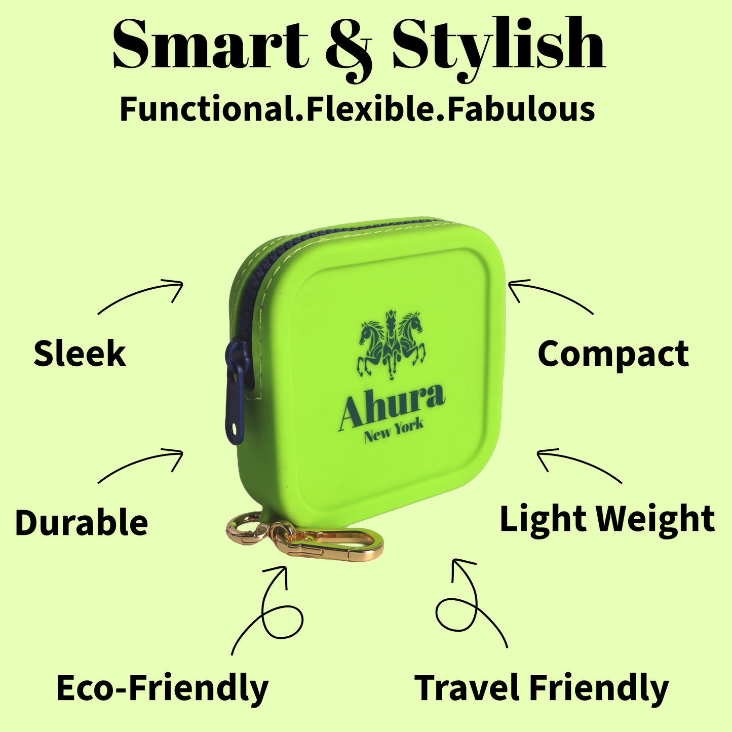 Ahura Green Silicone, Toiletry, Cosmetic, Travel, Gym Pouch