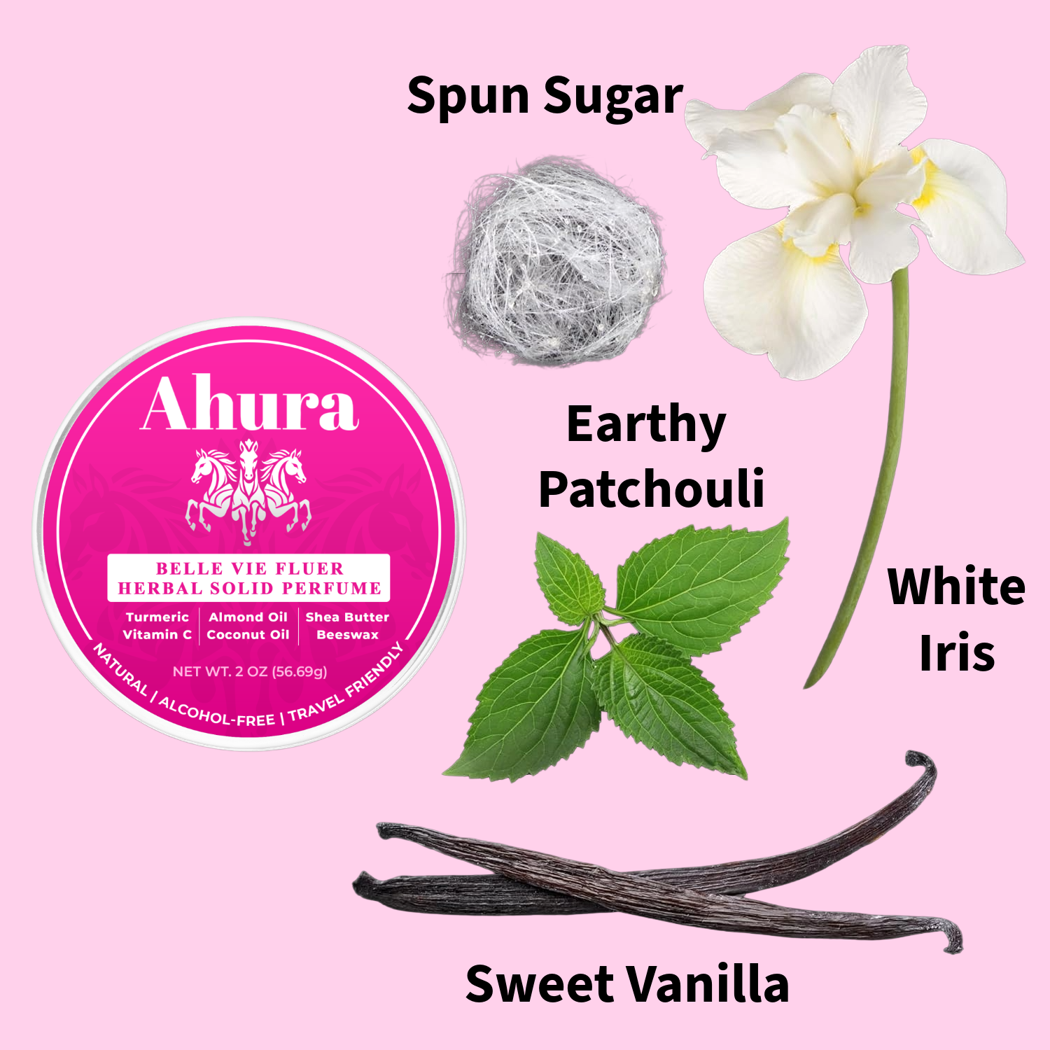 Ahura Floral Solid Perfume Balm – Natural Herbal, Alcohol-Free, Spill-Proof, Long-Lasting, TSA-Approved Fragrance